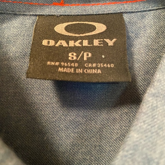 Men’s blue Oakley 100% cotton long sleeve button up shirt size S - Picture 5 of 9
